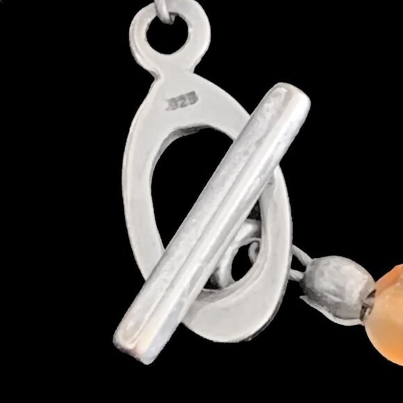 Vintage sterling silver agate Quartz semi precious stone bracelet 7.5” long - Picture 5 of 12